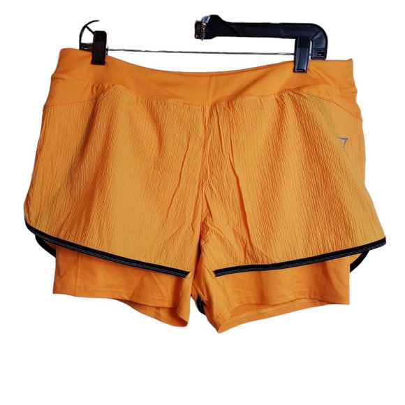 Gymshark Pants - Gymshark Speed 2 in 1 Womens Activewear Shorts XXL Orange Running Training New